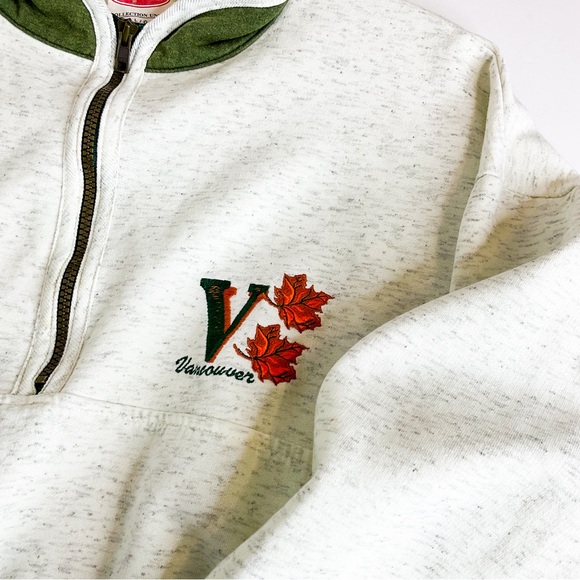 VINTAGE 90s Heather Gray Vancouver Embroidered Sweatshirt - Picture 6 of 14